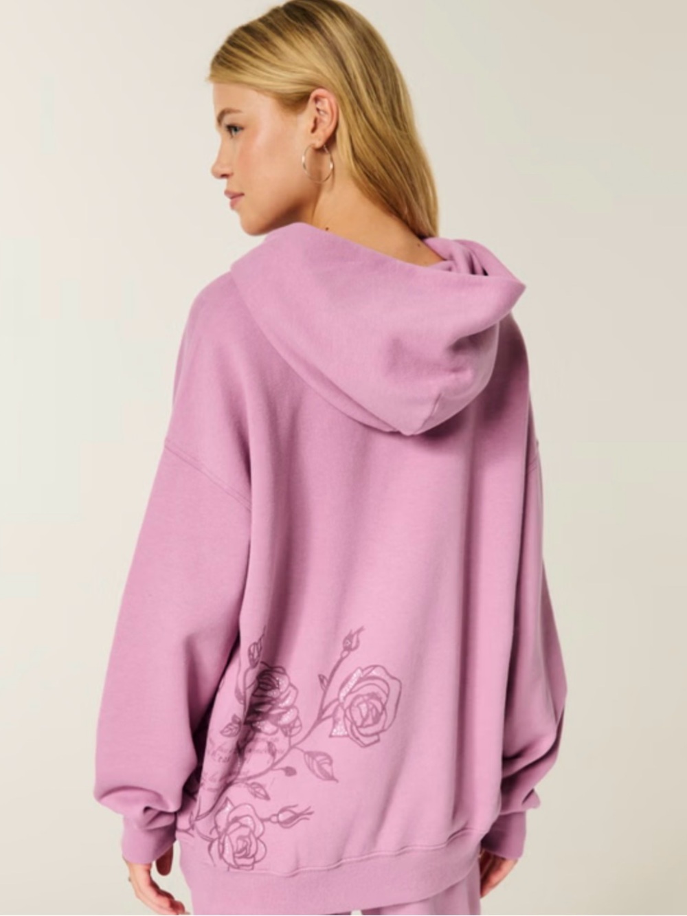 Hollister Feel Good Oversized Sparkle Logo Graphic Hoodie Size Medium - Picture 4 of 8